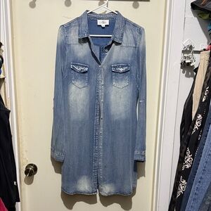 Denim Long Sleeve Shirt Dress